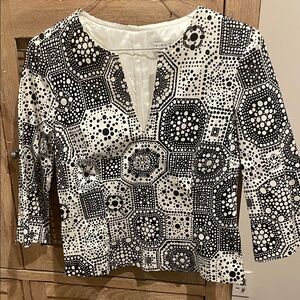 Trina Turk Monochrome Geometric Blouse